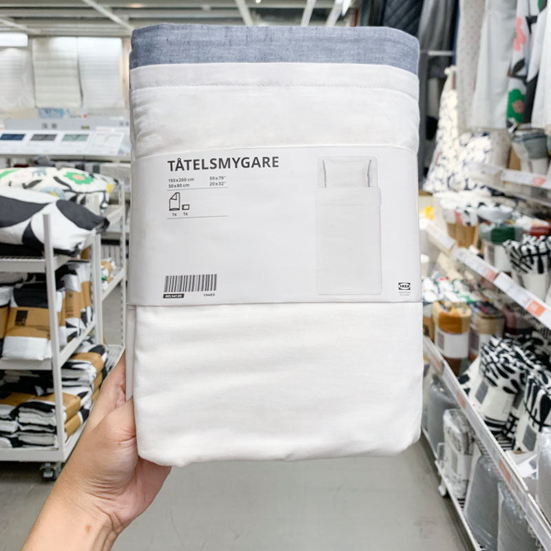 IKEA宜家 托特米嘉 纯棉被套 枕套 白/蓝色床上用品简约柔软保暖