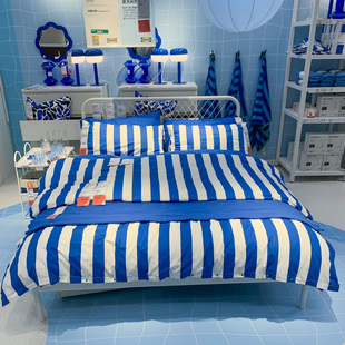 IKEA宜家 斯隆霍冒被套枕套多件套棉质自然清新透气安全亲肤床品