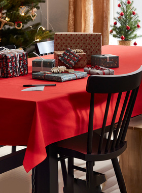 IKEA宜家 云芬特 桌布红色圣诞节日喜庆款145x240cm