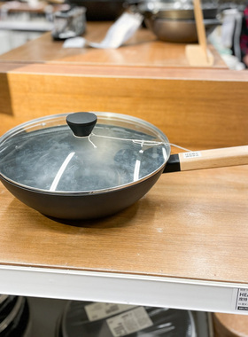 IKEA宜家 瓦达恩 带盖中式炒菜锅碳钢 玻璃锅盖32cm30cm长柄锅