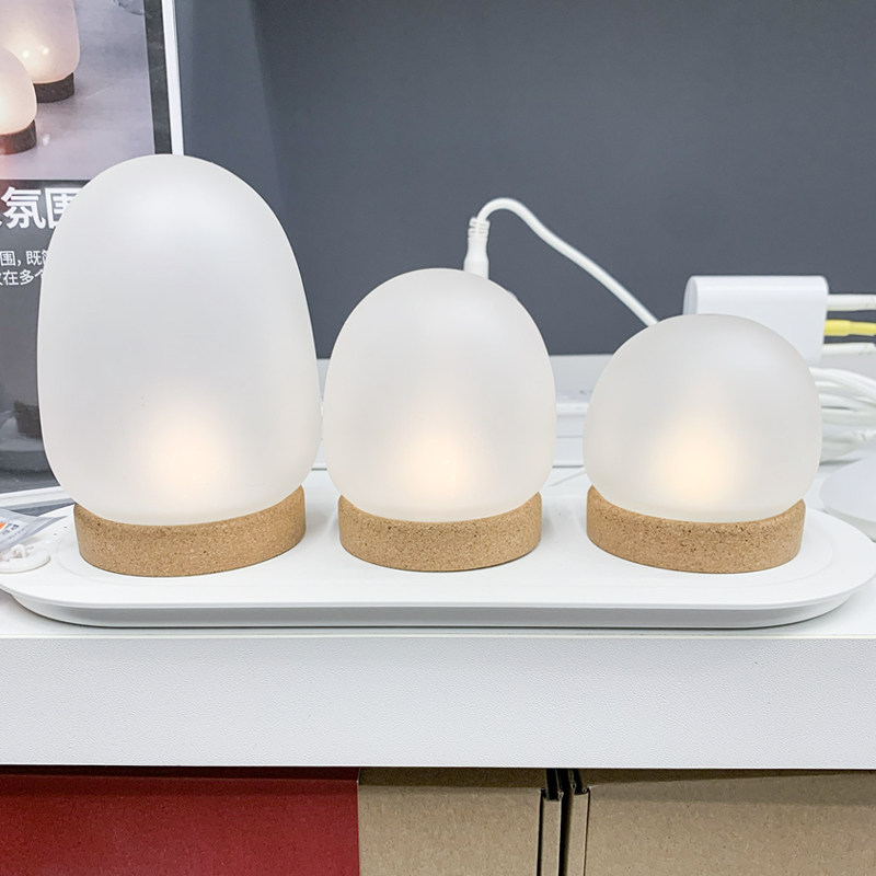 IKEA/宜家玻璃卧室软木LED小夜灯
