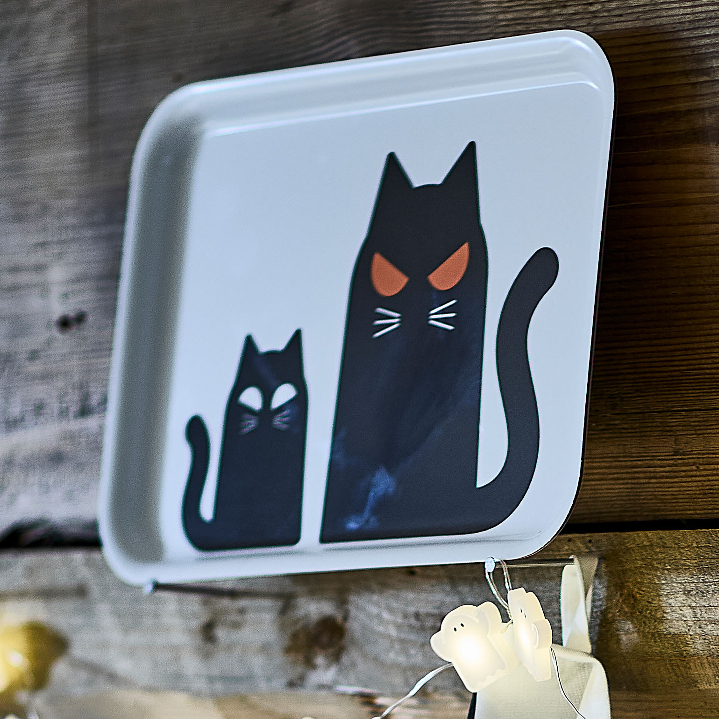 IKEA宜家托盘猫咪印花饮品零食盘