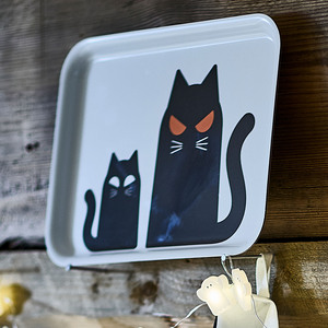 IKEA宜家托盘猫咪印花饮品零食盘