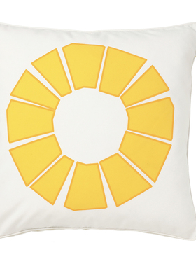 IKEA宜家布罗甘 垫套靠垫套客厅沙发抱枕50x50cm方形黄色花图案白