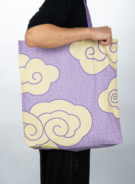 IKEA宜家25周年限量万德泰格紫色祥云图案布袋子环保购物袋单肩包