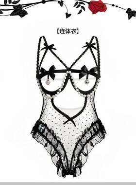 Ms Rose纯欲猫女服带铃铛情qu小胸趣味连体衣禁欲系蕾丝qqny内衣