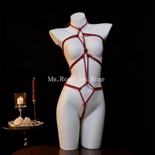 Ms Rose束缚*性感捆绑绳衣s道具m红绳子自缚女连体诱惑qq内衣