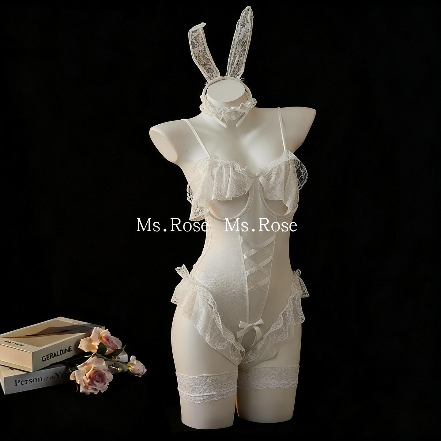 Ms Rose性感蕾丝纯欲兔女郎cos服装连体衣qqny小胸睡裙情调趣内衣图片