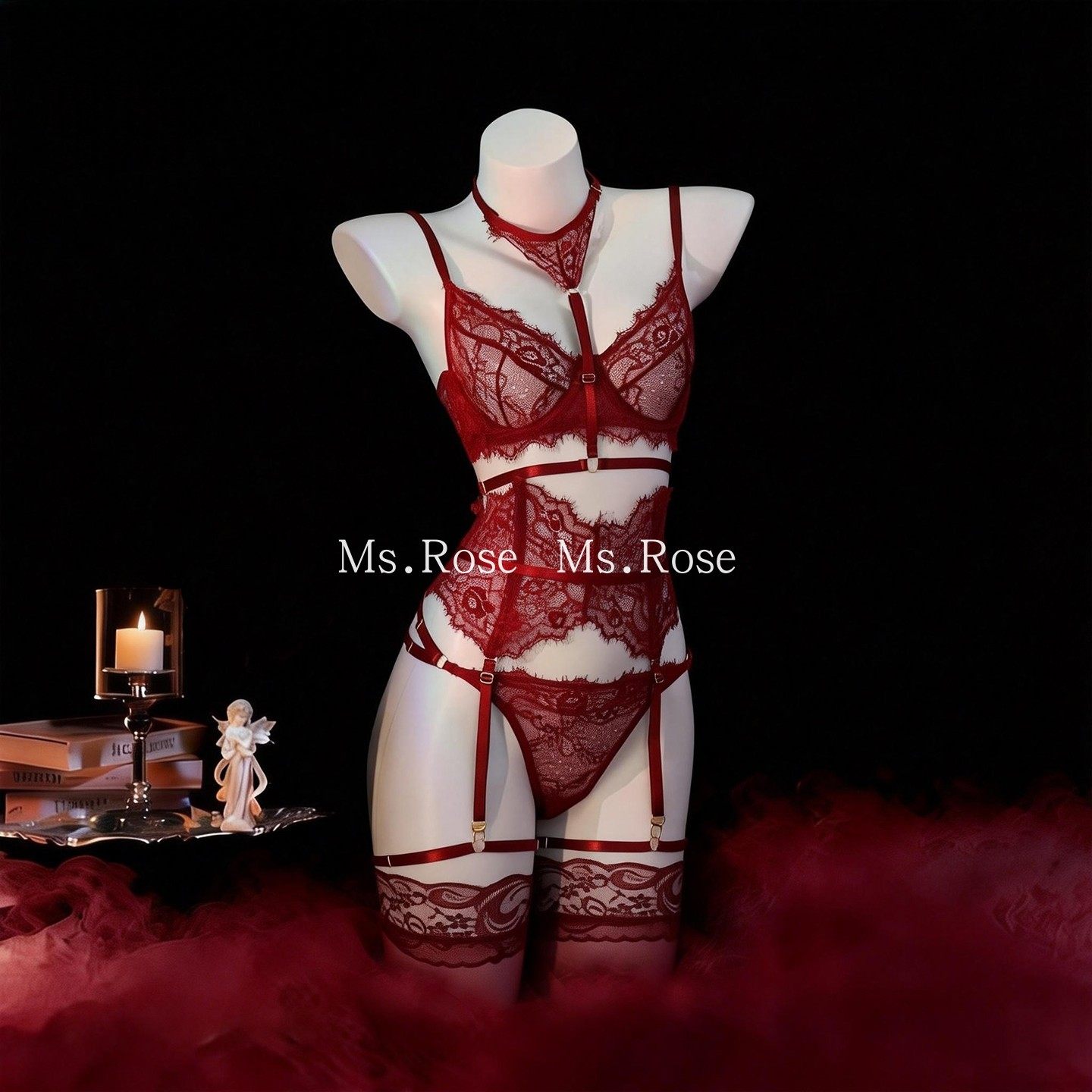 Ms Rose性感文胸套装新年红色蕾丝内衣小胸情调内衣趣味勾人胸罩,女士内衣/男士内衣/家居服,文胸套装,淘宝优惠券,粉丝福利购,淘宝优惠卷
