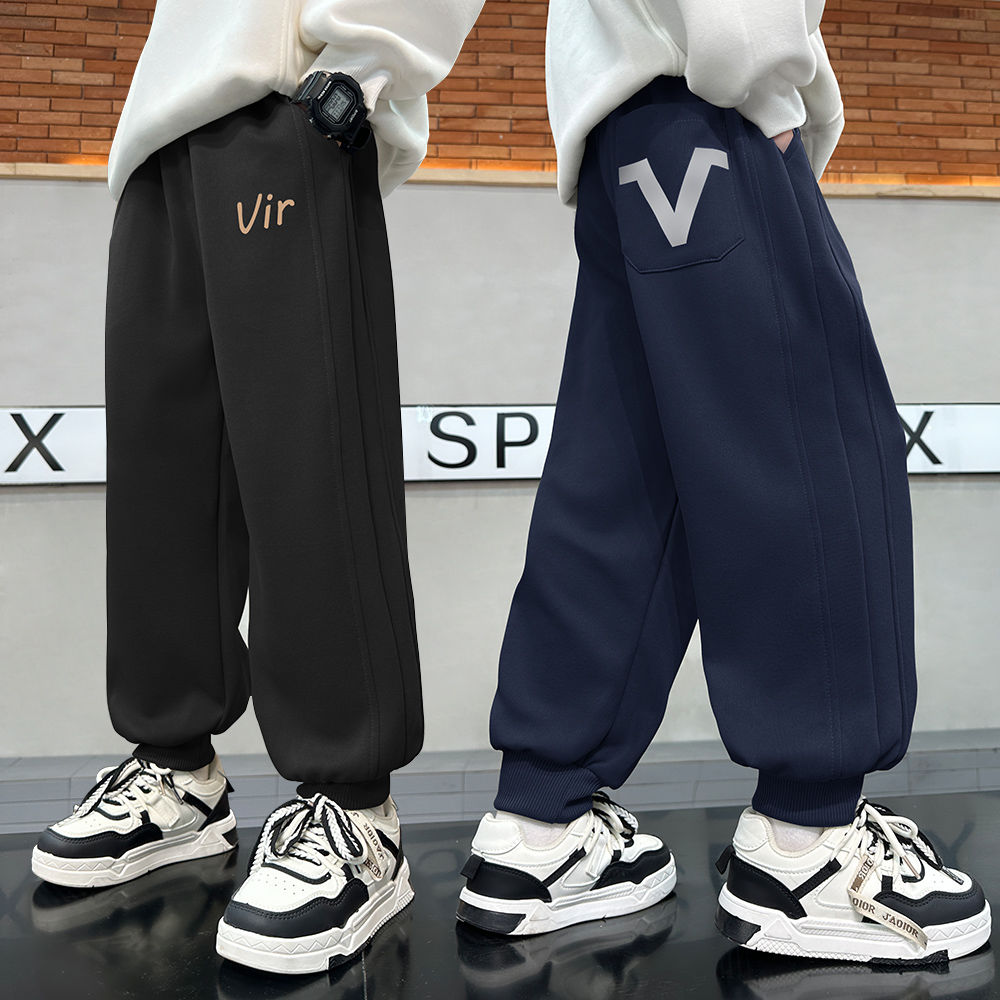 男童加绒裤子一体绒秋冬款2025新款男宝春秋休闲裤卫裤儿童运动裤