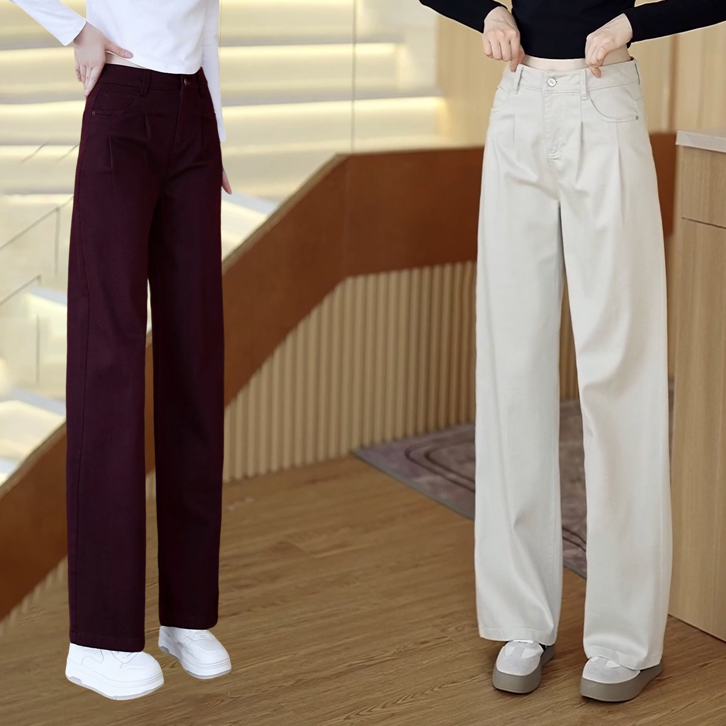 新款舒适高腰显瘦通勤阔腿裤女