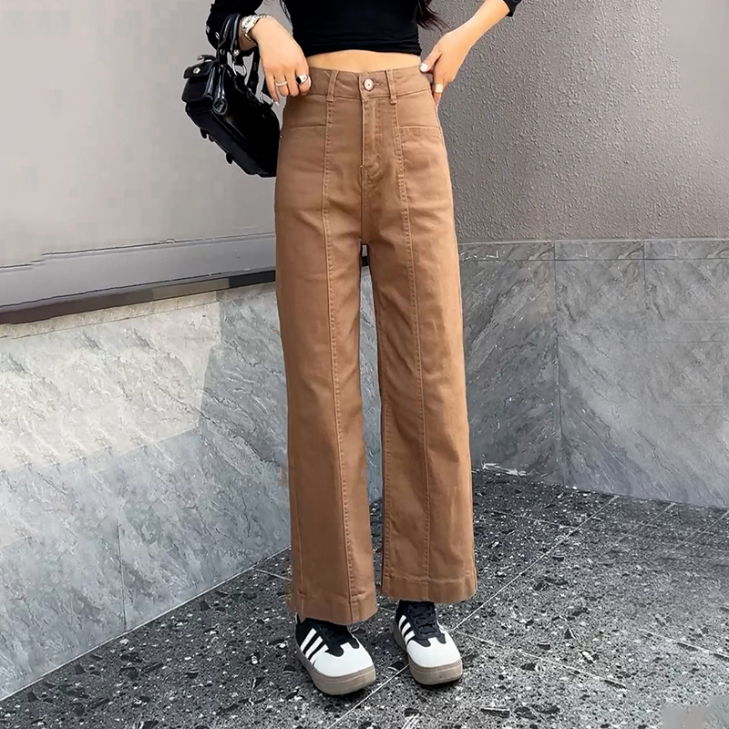 窄版软牛仔直筒裤女九分休闲裤子