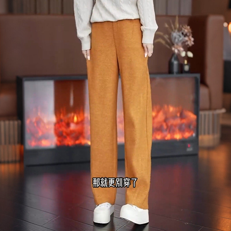 南瓜橙绵羊毛弯刀哪吒裤女春夏加绒加厚保暖阔腿休闲裤高腰香蕉裤