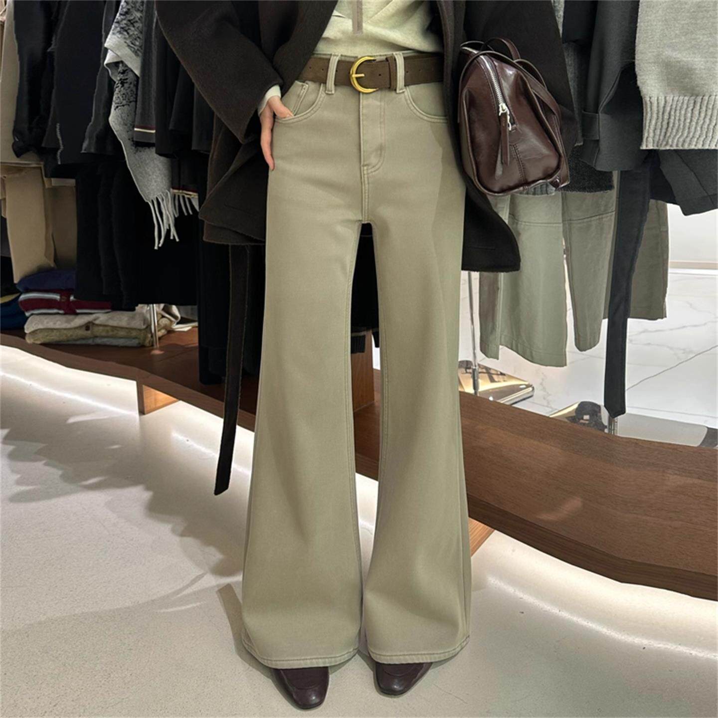 不贴腿直筒微喇牛仔裤女秋冬新款万向弹喇叭裤高腰加绒加厚拖地裤,女装/女士精品,牛仔裤,淘宝优惠券,粉丝福利购,淘宝优惠卷