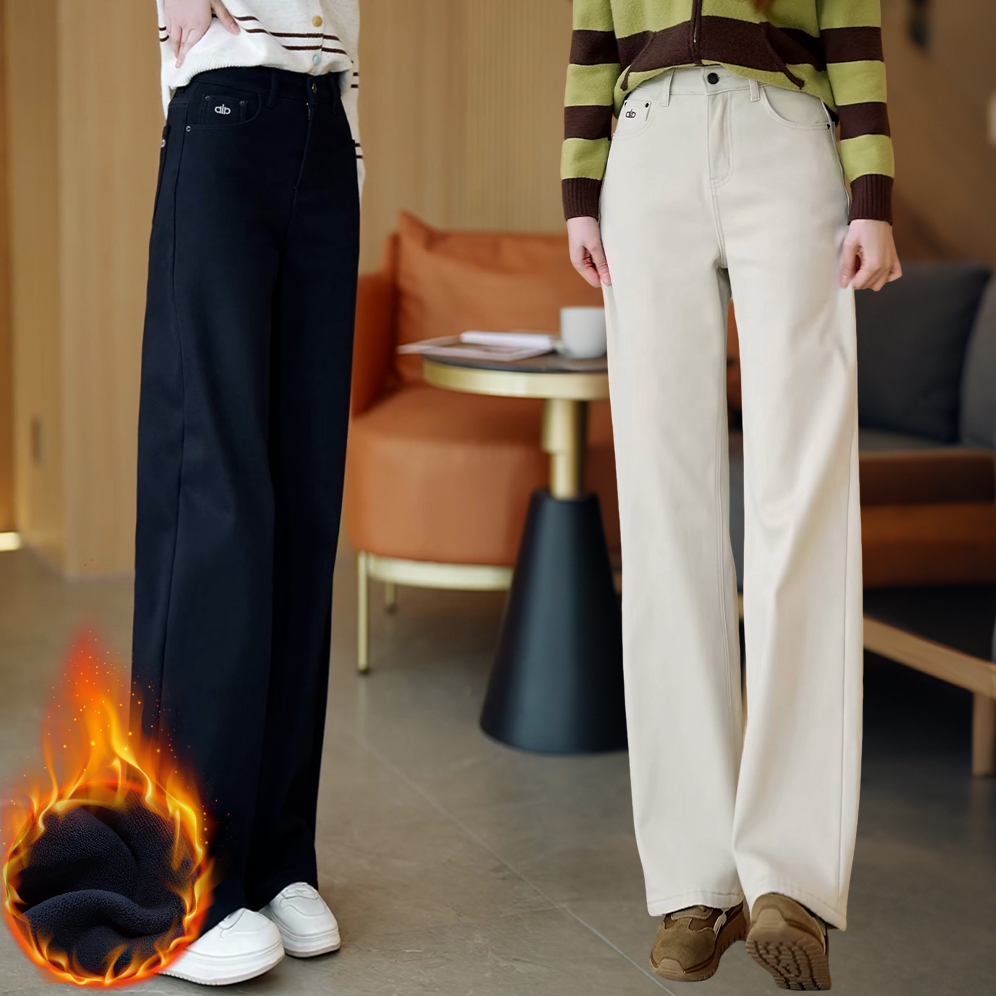 高腰显瘦直筒阔腿裤女百搭牛仔裤