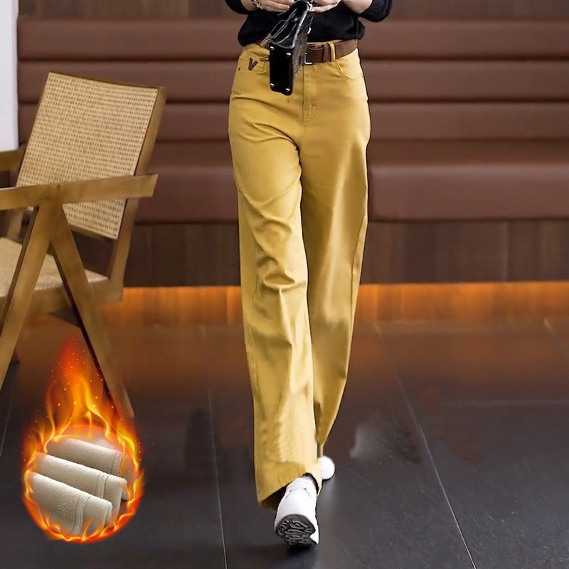 小个子复古高腰百搭直筒牛仔裤女