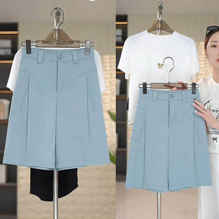 西装 新款 裤 子休闲小个子薄款 拉夏贝尔五分短裤 直筒裤 女士2026夏季