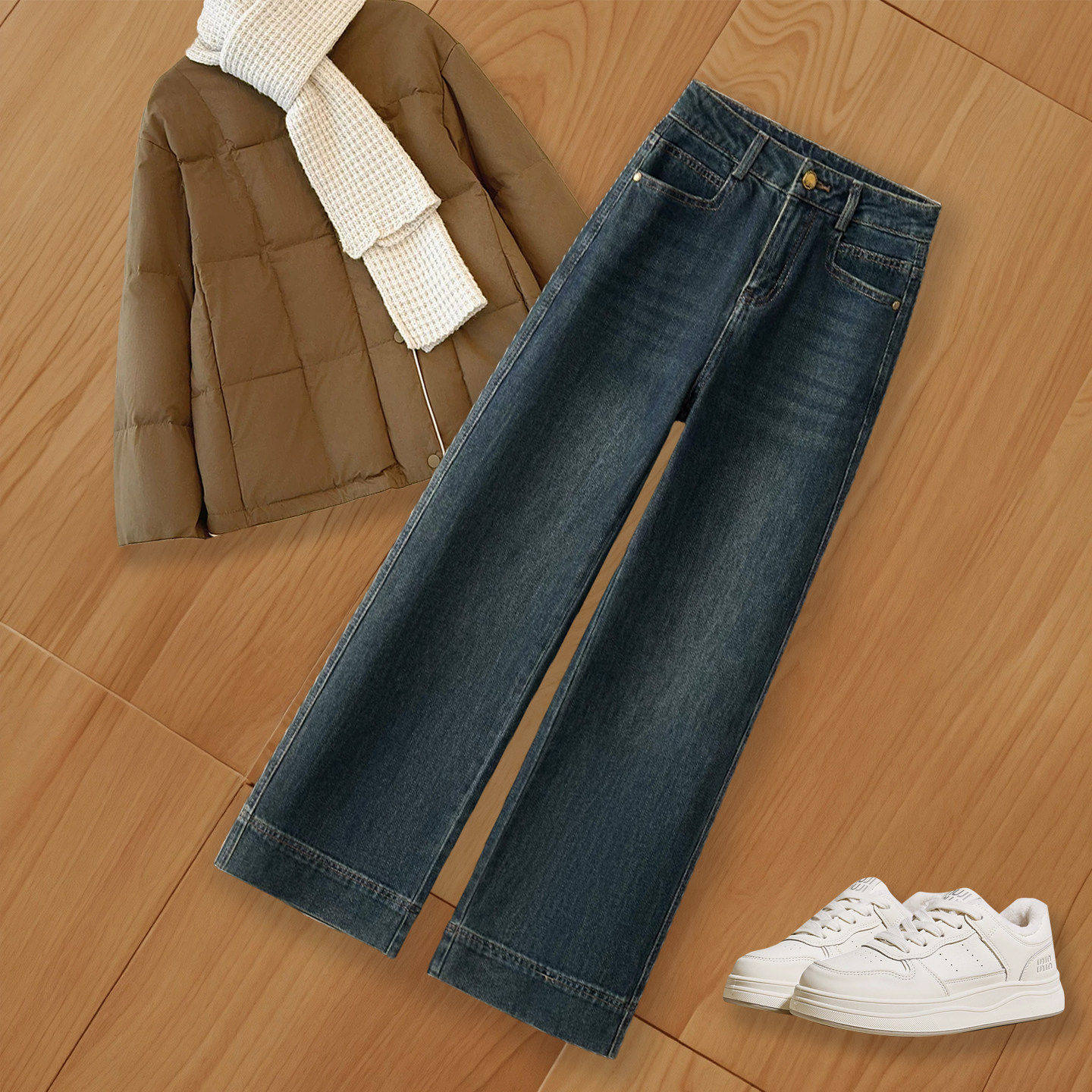 拉夏贝尔巨好看窄版直筒裤子粗腿宽胯阔腿裤2025新款加绒牛仔裤冬,女装/女士精品,大码裤装,淘宝优惠券,粉丝福利购,淘宝优惠卷