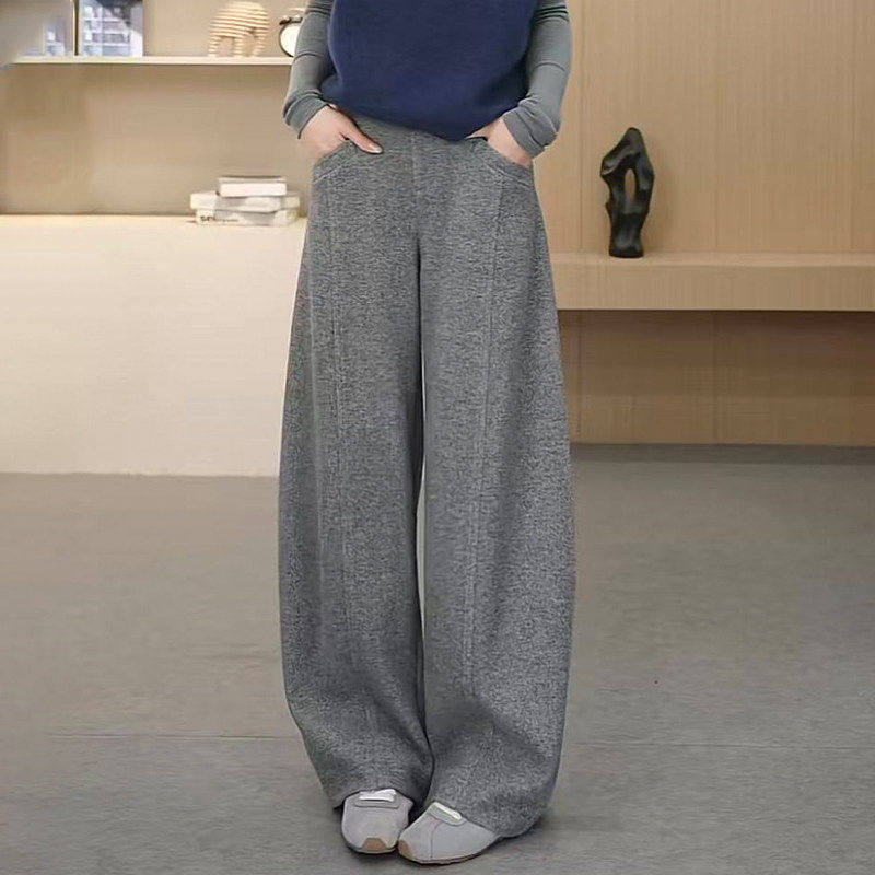 拉夏贝尔今年流行醋酸羊毛弯刀裤女早春2026新款高腰显瘦阔腿裤子,女装/女士精品,大码裤装,淘宝优惠券,粉丝福利购,淘宝优惠卷