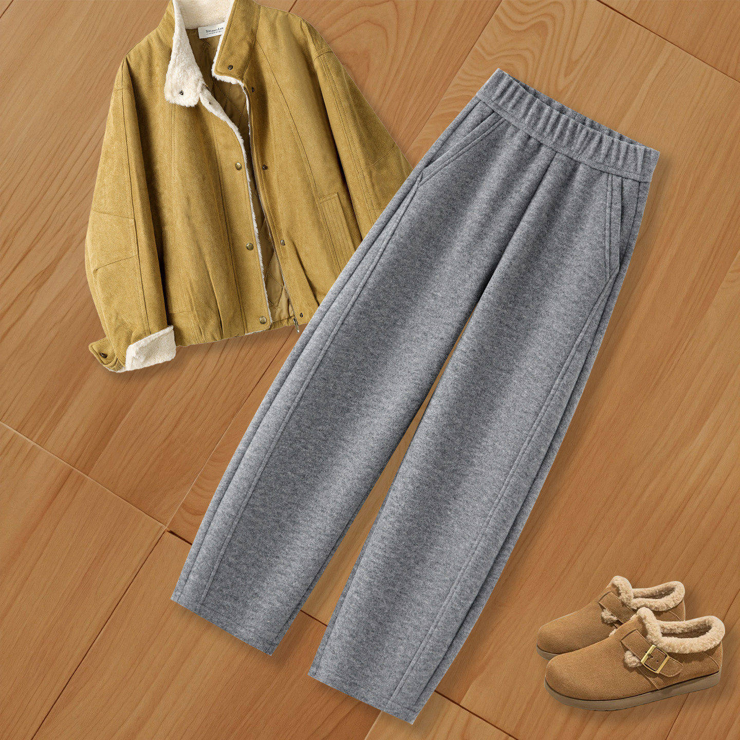 拉夏贝尔羊毛裤女2025新款一条过冬加绒裤子冬装女休闲裤弯刀裤厚,女装/女士精品,大码裤装,淘宝优惠券,粉丝福利购,淘宝优惠卷