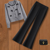 裤 垂感西装 2026新款 小个子马蹄微喇裤 拉夏贝尔黑色喇叭裤 女春秋季