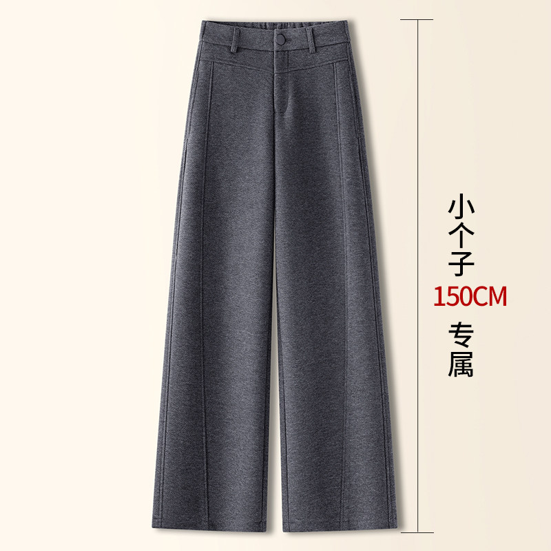 拉夏贝尔灰色羊毛呢阔腿裤女秋冬季2025新款加绒休闲糯米直筒裤子,女装/女士精品,大码裤装,淘宝优惠券,粉丝福利购,淘宝优惠卷