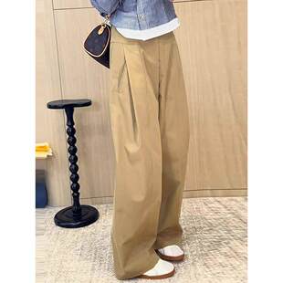 裤 拉夏贝尔巨好看卡其色阔腿裤 直筒西装 2026小个子显瘦窄版 女春季