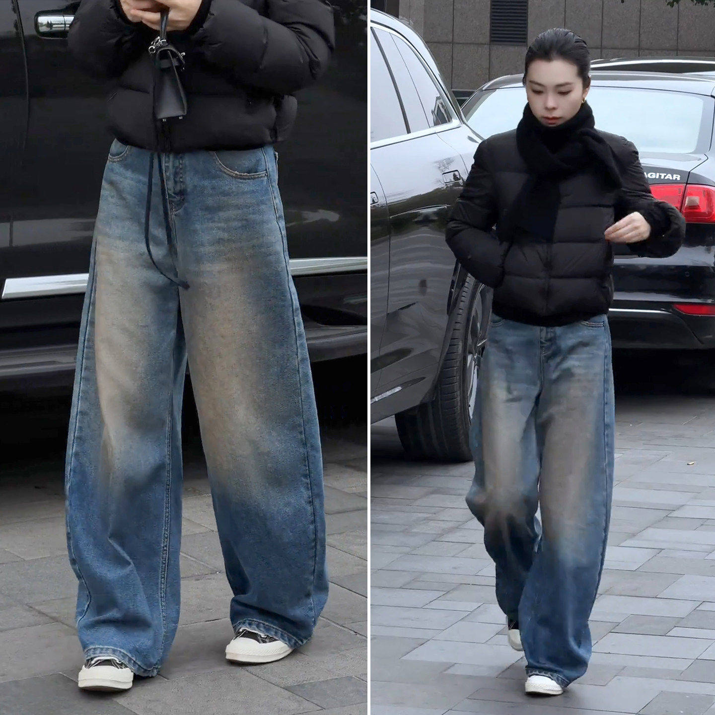 拉夏贝尔巨好看的加绒牛仔阔腿裤女2025新款冬季高腰显瘦弯刀裤子,女装/女士精品,大码裤装,淘宝优惠券,粉丝福利购,淘宝优惠卷