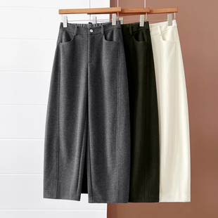 裤 小个子宽松哈伦裤 女2025新款 高腰休闲裤 秋冬季 拉夏贝尔毛呢西装