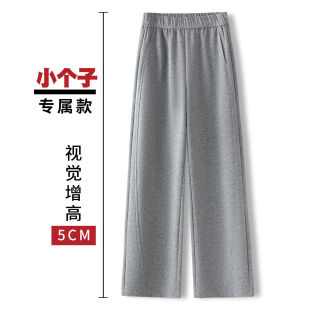 加绒垂感宽松显瘦直筒裤 2026款 女春秋季 拉夏贝尔高端灰色阔腿卫裤