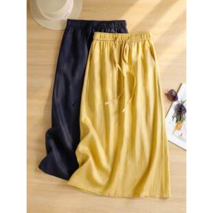 潮牌美式 包臀a字直筒裙 2026新款 拉夏贝尔垂坠感中长半身裙女春季