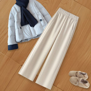 毛裤 子秋冬大码 西装 拉夏贝尔窄版 加绒阔腿裤 女2026年新款 裤 直筒裤