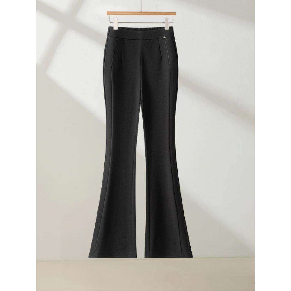 拉夏贝尔黑色微喇裤女春季2026款高腰弹力修身西装通勤百搭小黑裤,女装/女士精品,西装裤/正装裤,淘宝优惠券,粉丝福利购,淘宝优惠卷