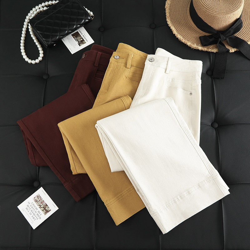 拉夏贝尔复古蓝姜黄色牛仔阔腿裤女2026早春流行直筒小个子九分裤,女装/女士精品,牛仔裤,淘宝优惠券,粉丝福利购,淘宝优惠卷