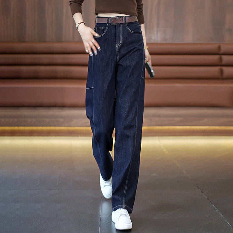 拉夏贝尔设计感弯刀牛仔裤女2026春季新款垂感宽松显瘦休闲阔腿裤,女装/女士精品,牛仔裤,淘宝优惠券,粉丝福利购,淘宝优惠卷