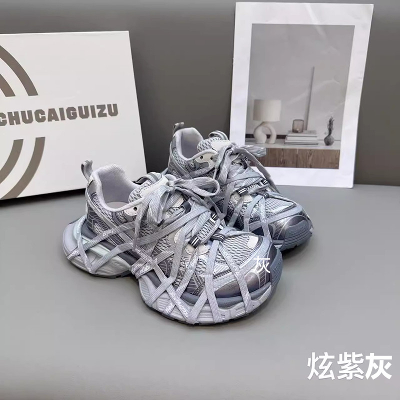 蜘蛛网厚底绑带老爹鞋女2025秋季新款网面复古透气跑步运动休闲鞋