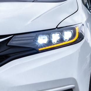 LED大灯三眼透镜LED日行灯 本田飞度GK5大灯总成改装 适用于14 20款