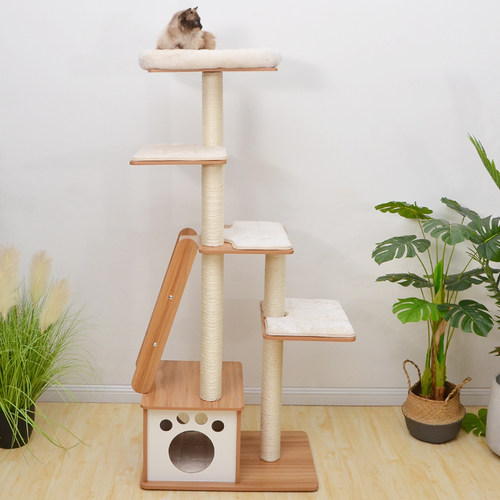 catry凯瑞家居宠物猫爬架易清洗猫窝猫树一体实木贴面猫架210252