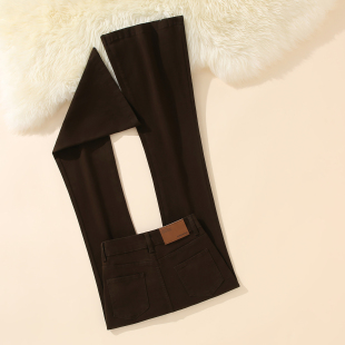 子马蹄喇叭裤 艾格复古咖啡色微喇牛仔女2026春季 弹力百搭拖地裤