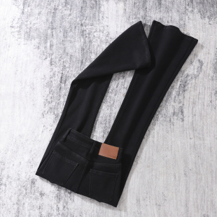 潮酷辣妹黑色喇叭女裤 艾格微喇牛仔裤 显瘦马蹄裤 高腰修身 2026春季