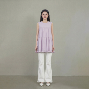 艾格A字半身裙女韩系甜美风宽松显瘦休闲少女遮肉日常中长款 紫色