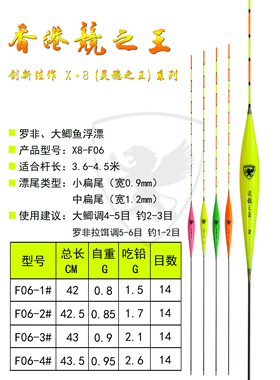 X8-F06灵稳之王 罗非大鲫鱼纳米浮漂 小中扁尾