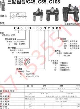 C45/C55/C105LD-02/03/04/06Y/S/M/G 三联件鸿达FONTAL黑田KURODA