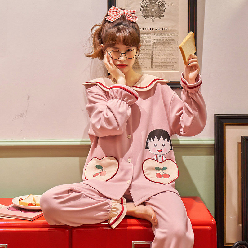 睡衣女春秋冬季纯棉长袖全棉薄款大码可爱家居服可出门休闲套装夏