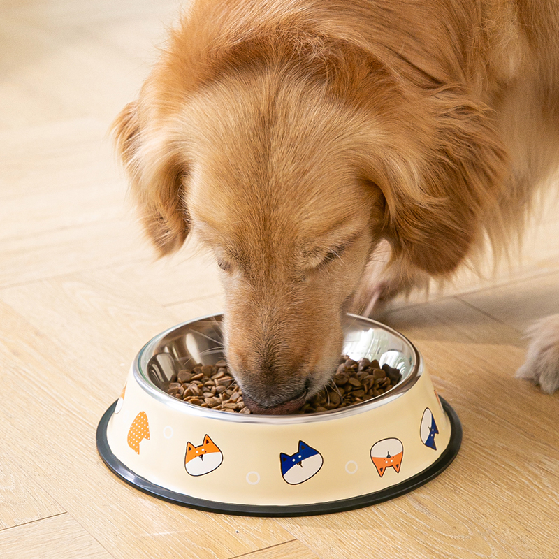 神经猫狗盆狗碗猫碗双碗防打翻猫粮盆不锈钢狗食盆大号大型犬饭盆