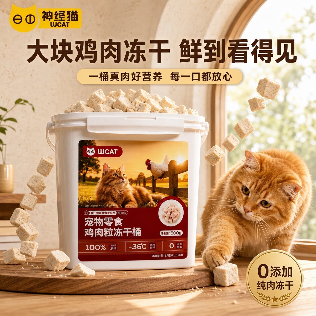 爆款丨累计销量100万+猫咪冻干桶图片