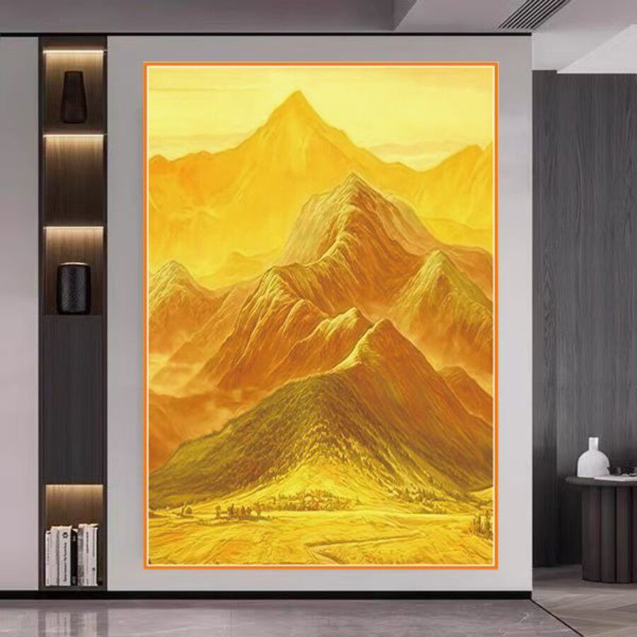 金山画靠山图高端进门玄关自粘画入户门正对墙贴画山画靠山招财画,家居饰品,现代装饰画,淘宝优惠券,粉丝福利购,淘宝优惠卷