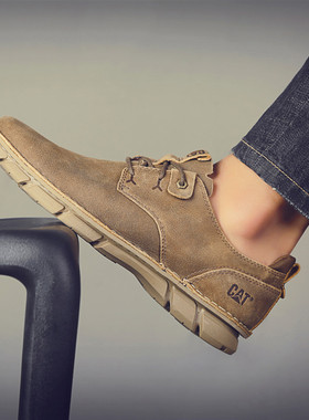 cat卡特男鞋马丁靴夏季新款轻便户外复古工装鞋低帮牛皮休闲鞋男