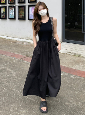 黑色吊带连衣裙女法式赫本风2025夏季新款显瘦无袖高级感裙子上衣