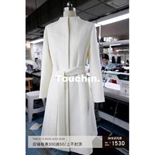 TOUCHIN24高定工作室版发财宅女同款安妮海瑟薇白色澳毛大衣